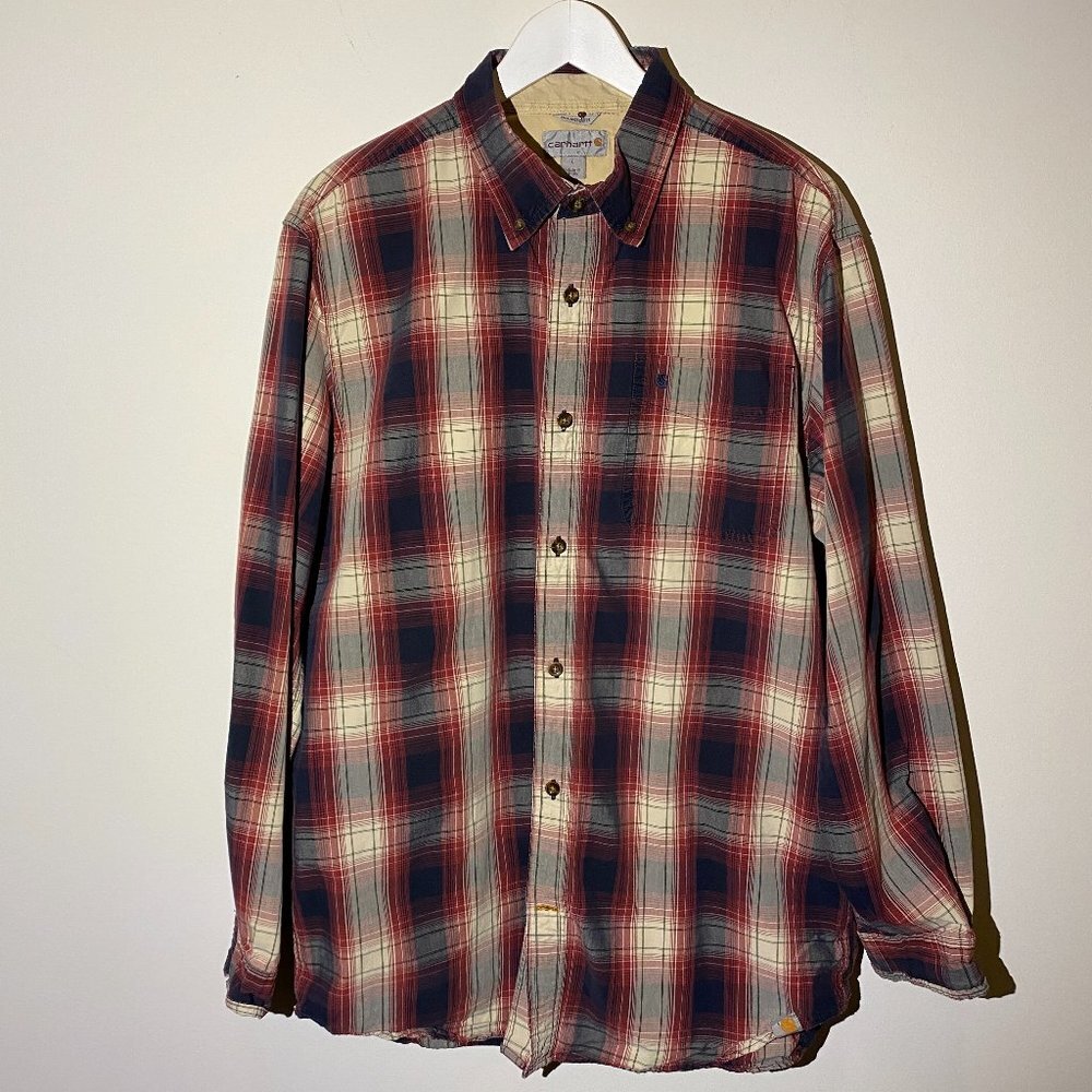 Carhartt Plaid Red Blue Relaxed Fit Button Down